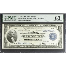 Series Of 1918 $1 Federal Reserve Bank Note Chicago Fr#729 PMG Choice UNC 63 EPQ