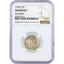 1918 S 5C Buffalo Nickel NGC AU Details About Uncirculated Cleaned Key Date Coin
