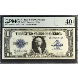 Series Of 1923 $1 Large Size Note Silver Certificate Fr#237 PMG XF40 EPQ #007