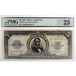 Series Of 1923 $5 Porthole Silver Certificate Fr#282 PMG VF25
