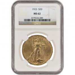 1923 $20 St Gaudens Double Eagle Gold NGC MS62