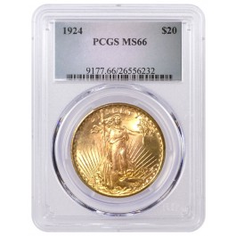 1924 $20 St Gaudens Double Eagle PCGS MS66