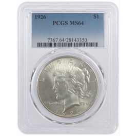 1926 $1 Peace Dollar PCGS MS64 Original Luster