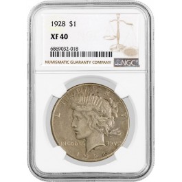 1928 $1 Silver Peace Dollar NGC XF40 Extremely Fine Key Date Coin