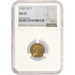 1928 $2.50 Indian Head Quarter Eagle Gold NGC MS64