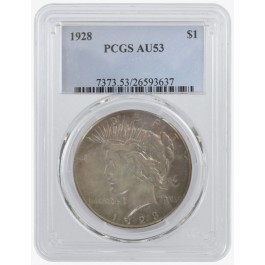 1928 $1 Peace Dollar Graded PCGS AU53 Rare Date