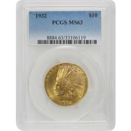 1932 $10 Indian Head Gold PCGS MS63