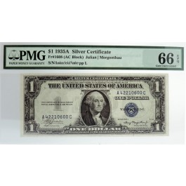 1935 A $1 Small Size Silver Certificate Note Fr#1608 AC Block PMG 66 Gem UNC EPQ