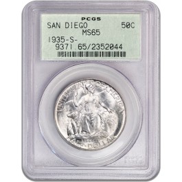 1935 S 50C San Diego Commemorative Silver Half Dollar PCGS MS65 Gen 3.0 OGH #044