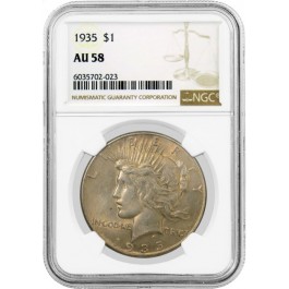 1935 $1 Silver Peace Dollar NGC AU58 About Uncirculated Key Date Coin #023