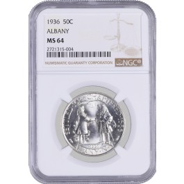 1936 Albany Charter Commemorative Silver Half Dollar NGC MS64