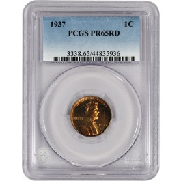 1937 1C Proof Lincoln Wheat Cent PCGS PR65 RD Red Gem Coin