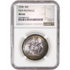 1938 50C New Rochelle Commemorative Silver Half Dollar NGC MS66