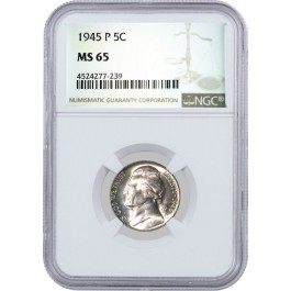 1945 P 5C Jefferson Silver War Nickel NGC MS65