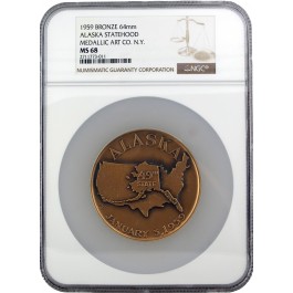 1959 Alaska Statehood 64mm Bronze Medal Medallic Art Co NY NGC MS68