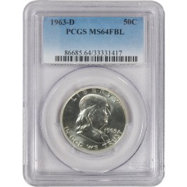1963 D 50C Franklin Silver Half Dollar PCGS MS64 FBL