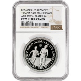 1984 Proof 1 Crown Platinum Isle Of Man Athletics XXIII Olympics NGC PF70 UC