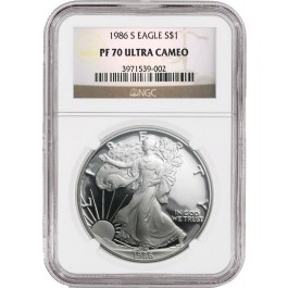 1986 S $1 Silver American Eagle Proof NGC PF70 Ultra Cameo