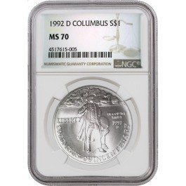 1992 D $1 Columbus Quincentenary Commemorative Silver Dollar NGC MS70
