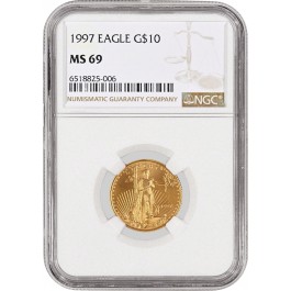 1997 $10 1/4 oz American Gold Eagle NGC MS69 Gem Uncirculated Coin