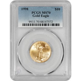 1998 $10 1/4 oz Gold American Eagle PCGS MS70 Gem Uncirculated Coin