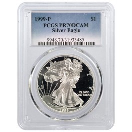 1999 P $1 Proof American Silver Eagle PCGS PR70 DCAM
