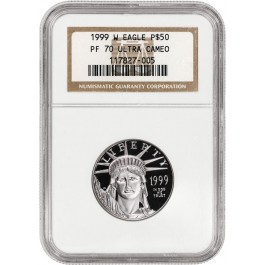 1999 W $50 Proof American Platinum Eagle 1/2 oz .9995 NGC PF70 Ultra Cameo