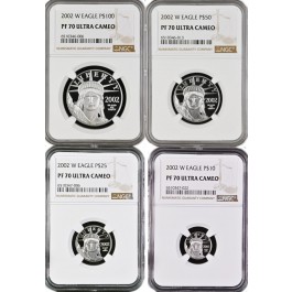 2002 W $100 $50 $25 $10 1.85 oz .9995 Platinum American Eagle Set NGC PF70 UC