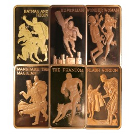 Set Of 6 1974 Mount Everest Mint Heroes Of The Comics 1 oz .999 Bronze Art Bars
