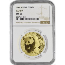2001 500 Yuan Peoples Republic of China 1 oz .999 Gold Panda NGC MS69