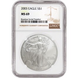 2003 $1 Silver American Eagle NGC MS69