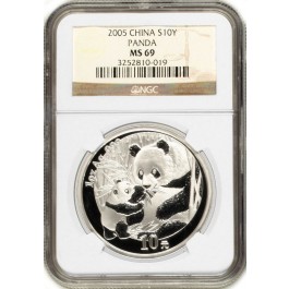 2005 10 Yuan 1 oz Chinese Silver Panda NGC MS69