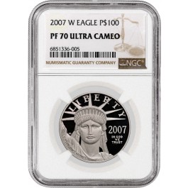 2007 W $100 Proof American Platinum Eagle 1 oz .9995 Fine NGC PF70 Ultra Cameo