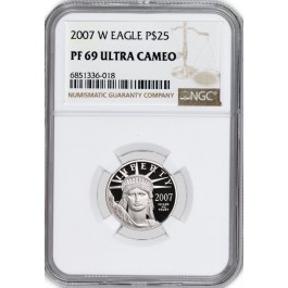 2007 W $25 Proof American Platinum Eagle 1/4 oz .9995 Fine NGC PF69 Ultra Cameo