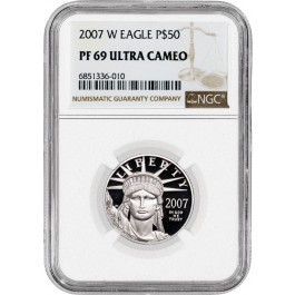 2007 W $50 Proof American Platinum Eagle 1/2 oz .9995 NGC PF69 Ultra Cameo