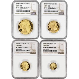 2008 W $50 $25 $10 $5 Proof 1.85oz Gold American Buffalo Set NGC PF70 Ultra Cameo