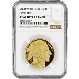 2008 W $50 Proof American Gold Buffalo 1 oz .9999 NGC PF69 Ultra Cameo Coin