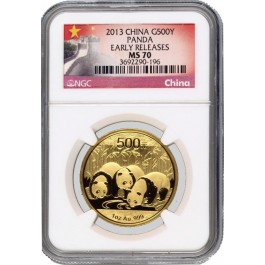 2013 500 Yuan Peoples Republic of China 1 oz .999 Gold Panda ER NGC MS70