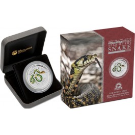 2013 P 2 oz .999 Fine Silver Australian Lunar Series 2 Year Of The Snake Colorized