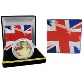 2014 £2 GBP 1 oz Silver United Kingdom Patriotic Britannia Colorized 24kt Gold Box & COA