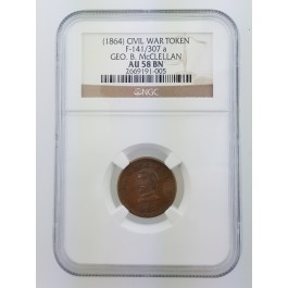 1864 Civil War Token NGC AU 58 BN GEO. B. McCLELLAN
