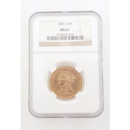1893 $10 Ten Dollar Liberty Gold Eagle Graded NGC MS61