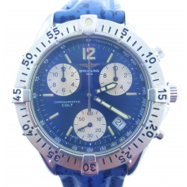 Breitling Colt Aeromarine A53035 Chronograph  Men's Watch Stainless Steel Leather Date