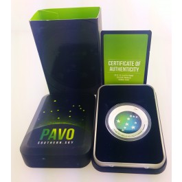 2013 Australia Southern Sky PAVO 1oz Silver Proof Colored Domed Coin COA & Box