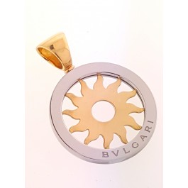 BVLGARI K18 Yellow Gold  Stainless Steel Tondo Sun Pendant Gold Top Bulgari