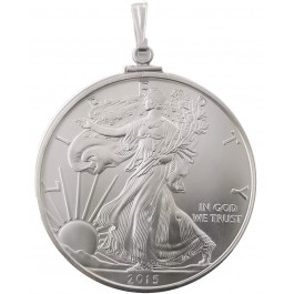 2015 Silver Eagle In Sterling Bezel With Bail For Necklace