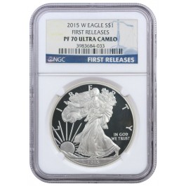 2015 W $1 Silver American Eagle NGC Proof 70 Ultra Cameo First Releases