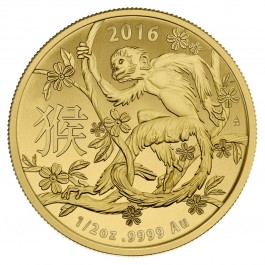2016 1/2 oz Year of the Monkey Australia Lunar Coin .9999 Gold Fine BU