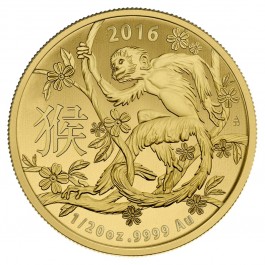 2016 1/20 oz Year of the Monkey Australia Lunar Coin .9999 Gold Fine BU (In Capsule)