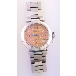Stainless Steel Cartier pasha pink / Salmon Dial 2324 35mm  watch date Automatic
